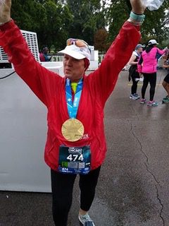 Regina Sirk finishing a half marathon