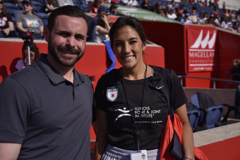 Dr. Angelo Savino and Molly Uyenishi, PA-C, MSMS, ready to assist Chicago Red Stars players