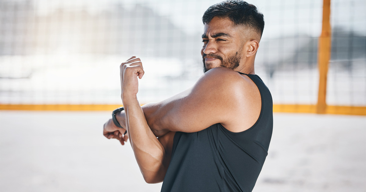 Man stretching in the park