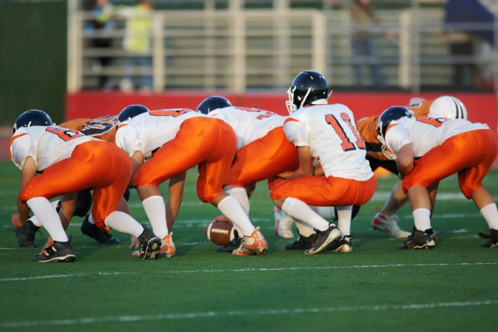 Football players in formation