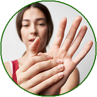 Woman experiencing hand pain