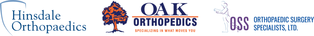 Hinsdale Orthopaedics, OAK Orthopedics, and OSS logos