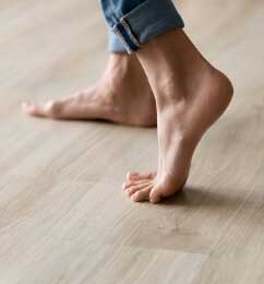 Close up of woman's flexed foot